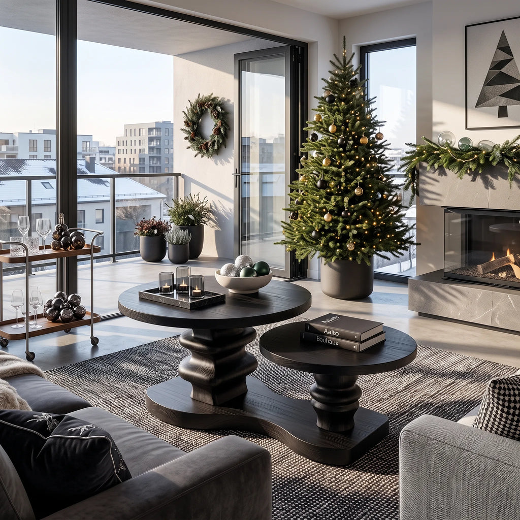 Farmhouse Xmas Round Coffee Table Lake House