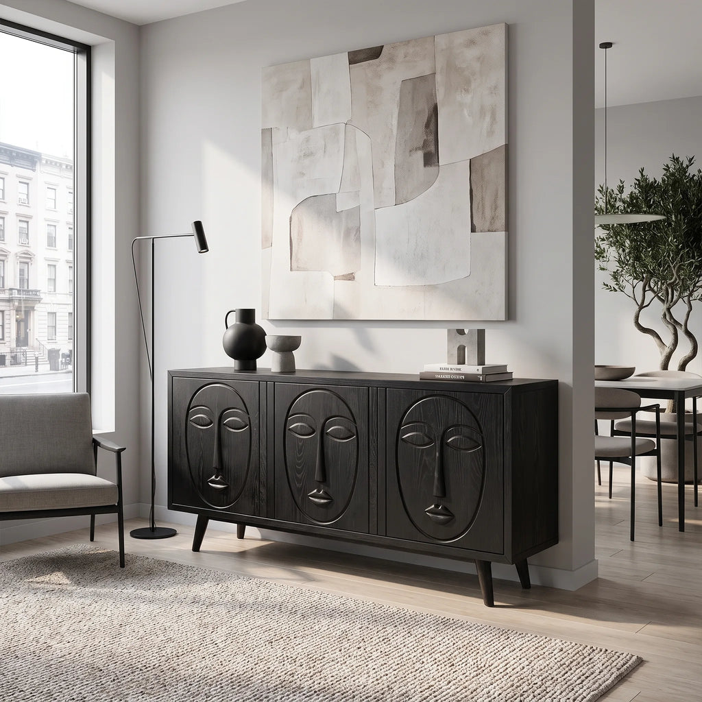 Artistic Sideboard Cabinet Dining Room Sideboard Modern Sideboard Face Carving For Living Room