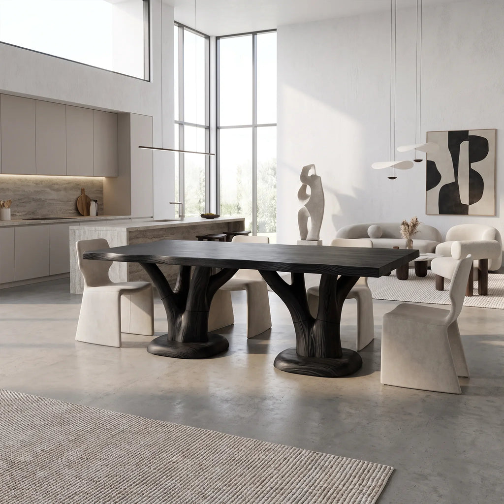 Airy Dining Table Rectangle Dining Table Wooden Dining Table Tree Base For Dining Room