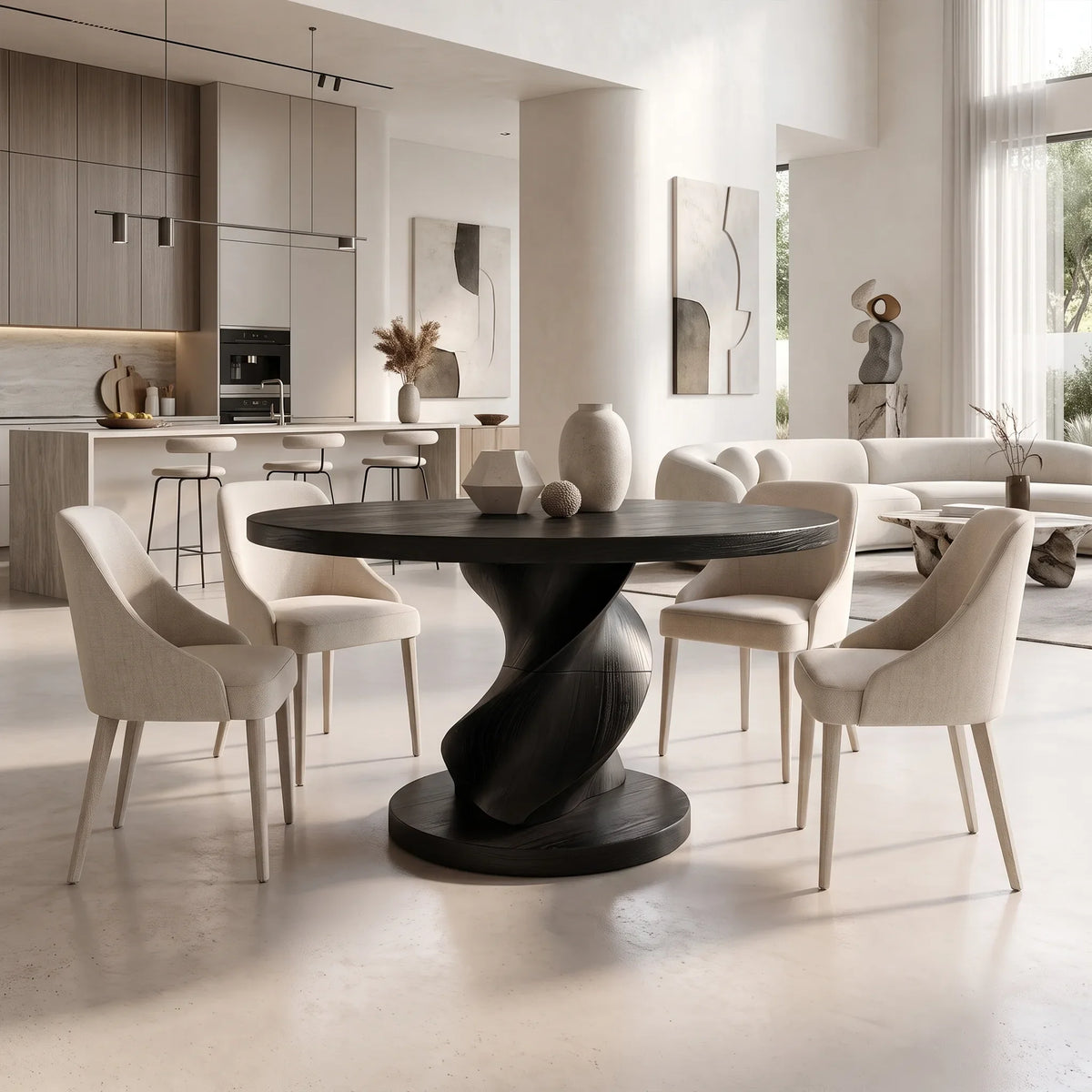 Sculptural Modern Dining Table Round Dining Room Table Pedestal Base For Dining Room