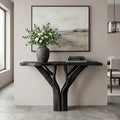Organic Sculptural Console Table With Pedestal Base For Entryway