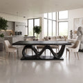 Inviting Dining Table Wooden Dining Table Rectangle Dining Table Wave Base For Dining Room