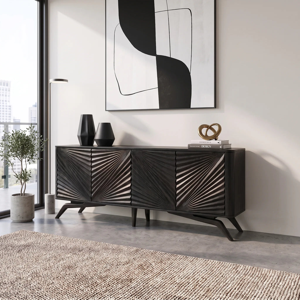 Elegant Sideboard Cabinet Dining Sideboard Buffet Cabinet Radiating Carved Doors For Dining Room