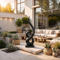 Japandi Abstract Swirl Wooden Sculpture For Zen Garden Decor
