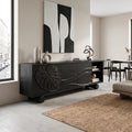 Organic Sideboard Cabinet Modern Sideboard Buffet Cabinet Monstera Carving For Living Room