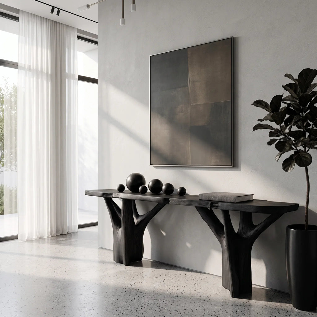 Live Edge Branch Console Table For Modern Hallway