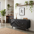Mid Century Carved Sideboard Buffet Cabinet Living Room