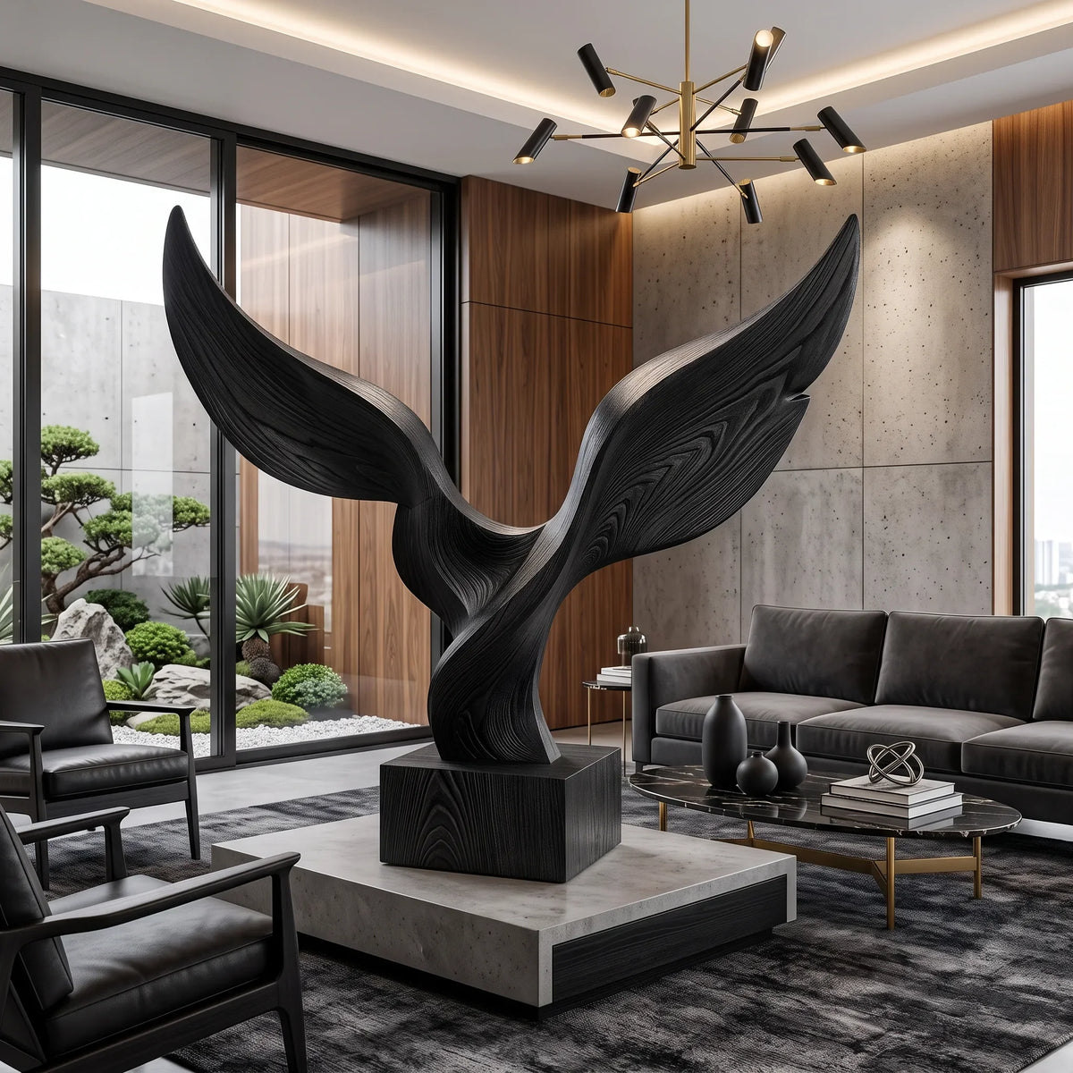 Handcrafted Wing Wooden Sculpture For Coastal Patio Decor