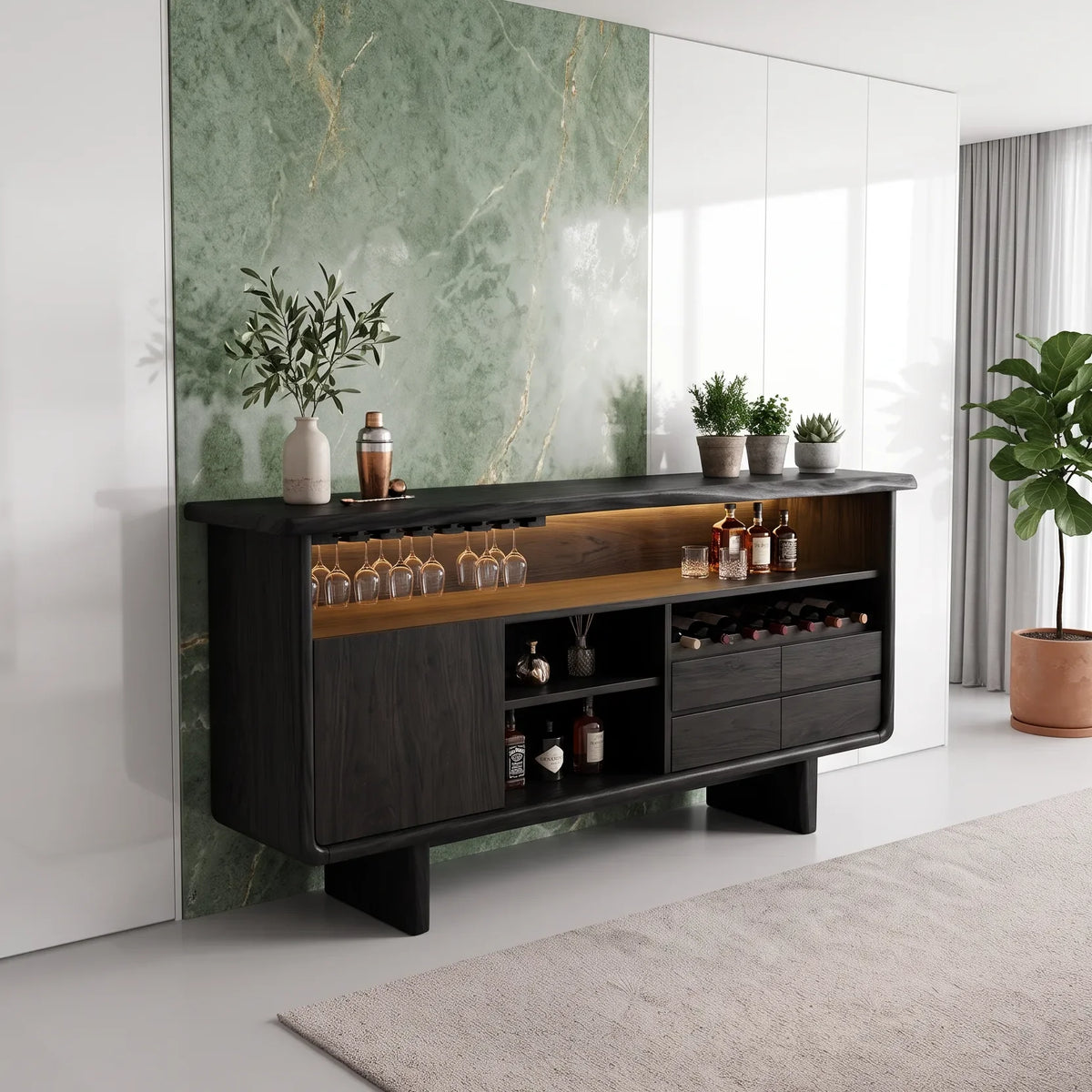 Organic Sculptural Liquor Cabinet Modern Dining Room