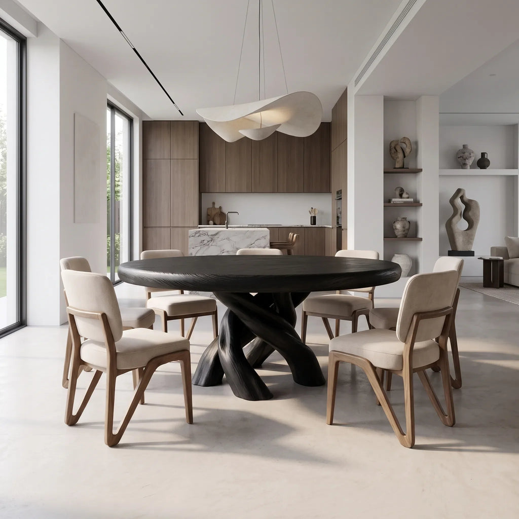 Graceful Round Dining Table Modern Dining Table Dining Room Table Twisted Base For Dining Room