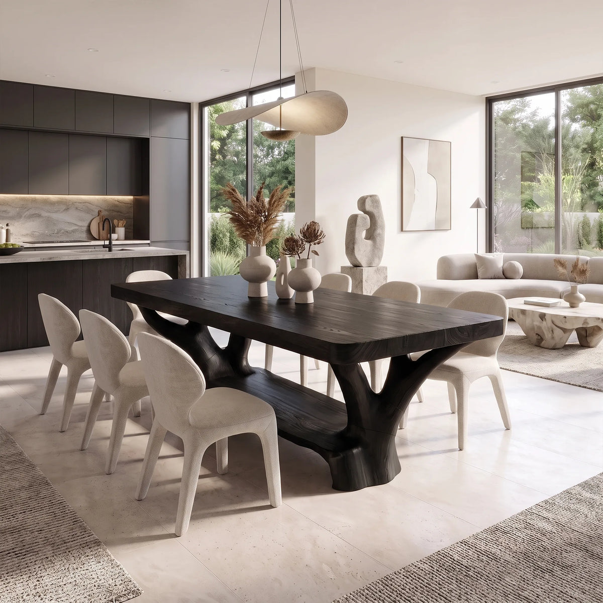 Artistic Dining Table Rectangle Wood Dining Room Table Curved Base For Dining Room