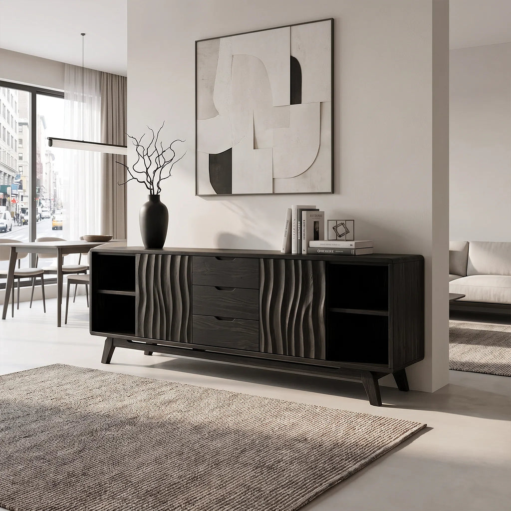 Warm Sideboard Cabinet Dining Room Sideboard Buffet Cabinet Textured Doors For Dining Room