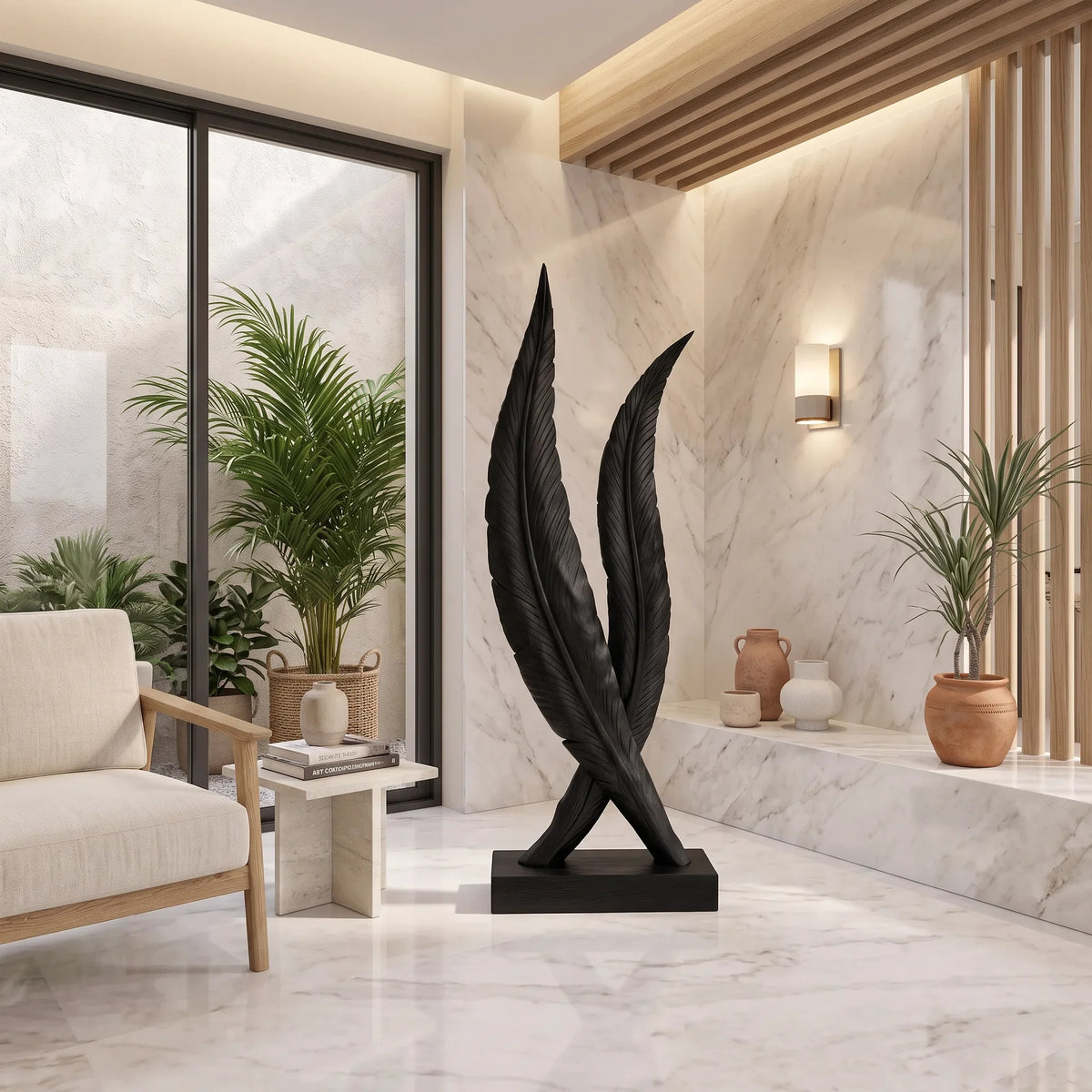Handcrafted Spiral Wood Sculpture For Modern Outdoor Patio Decor