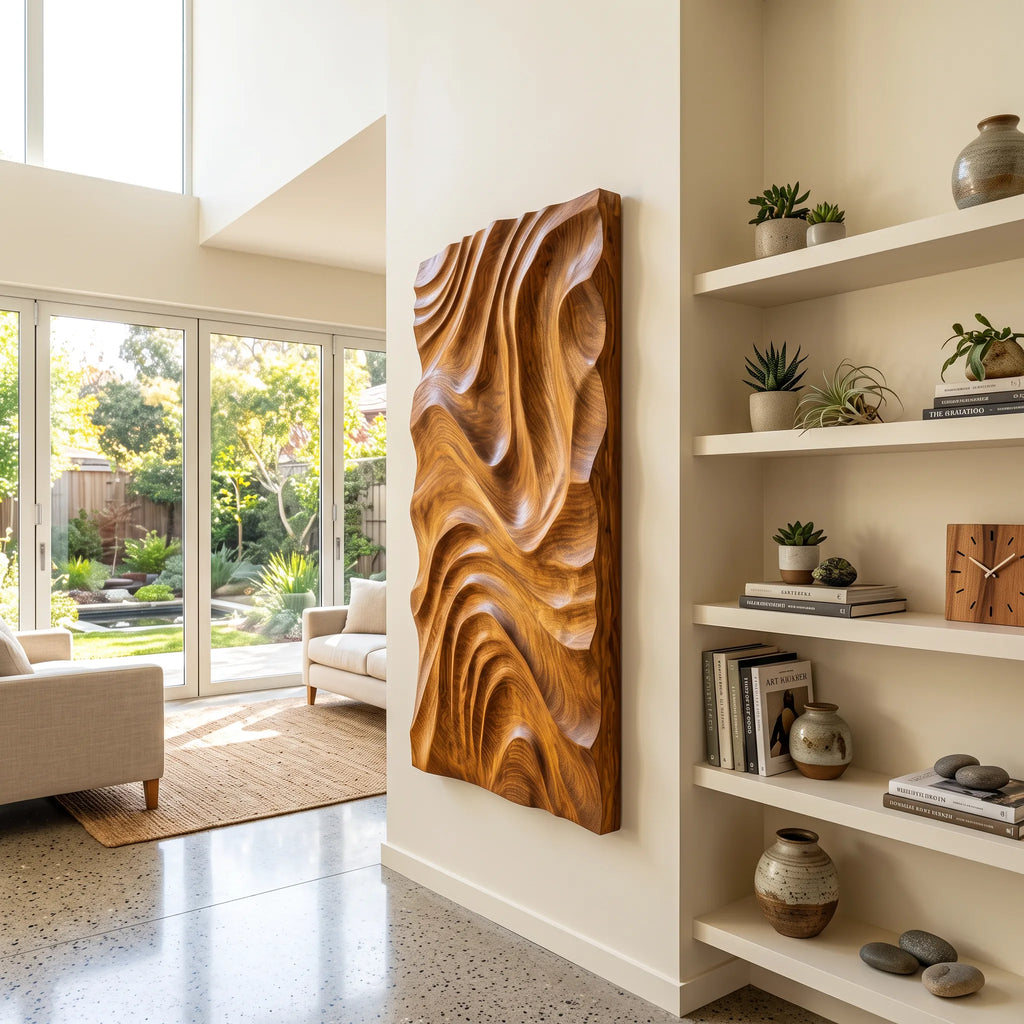 Minimalist Wooden Wall Art For Modern Bathroom