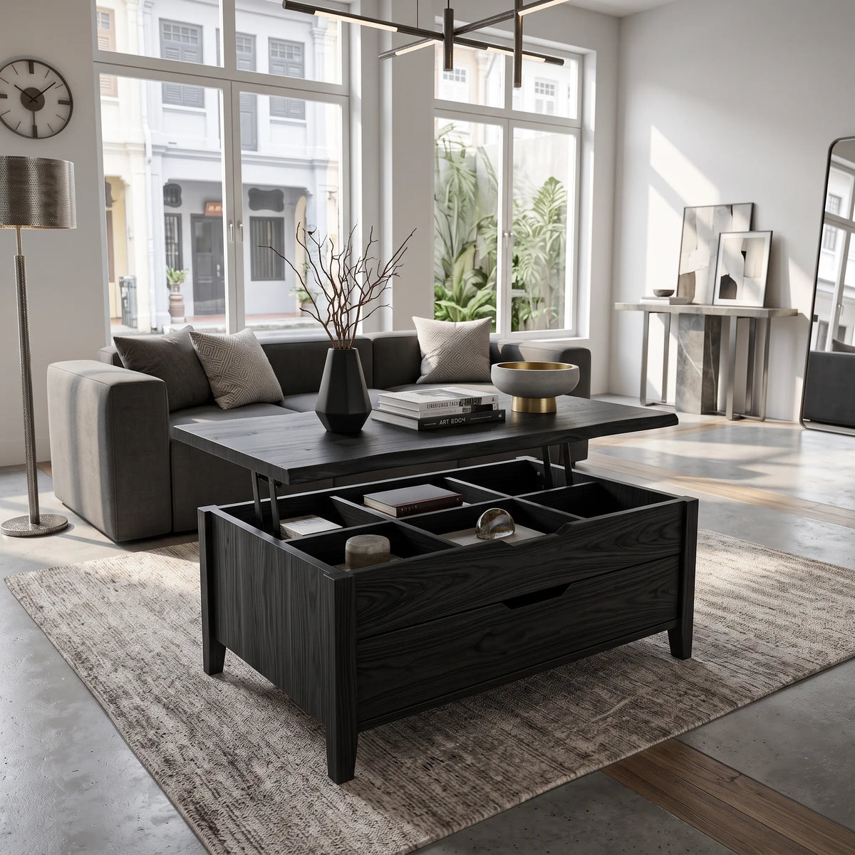 Farmhouse Lift Top Coffee Table Modern Family Room