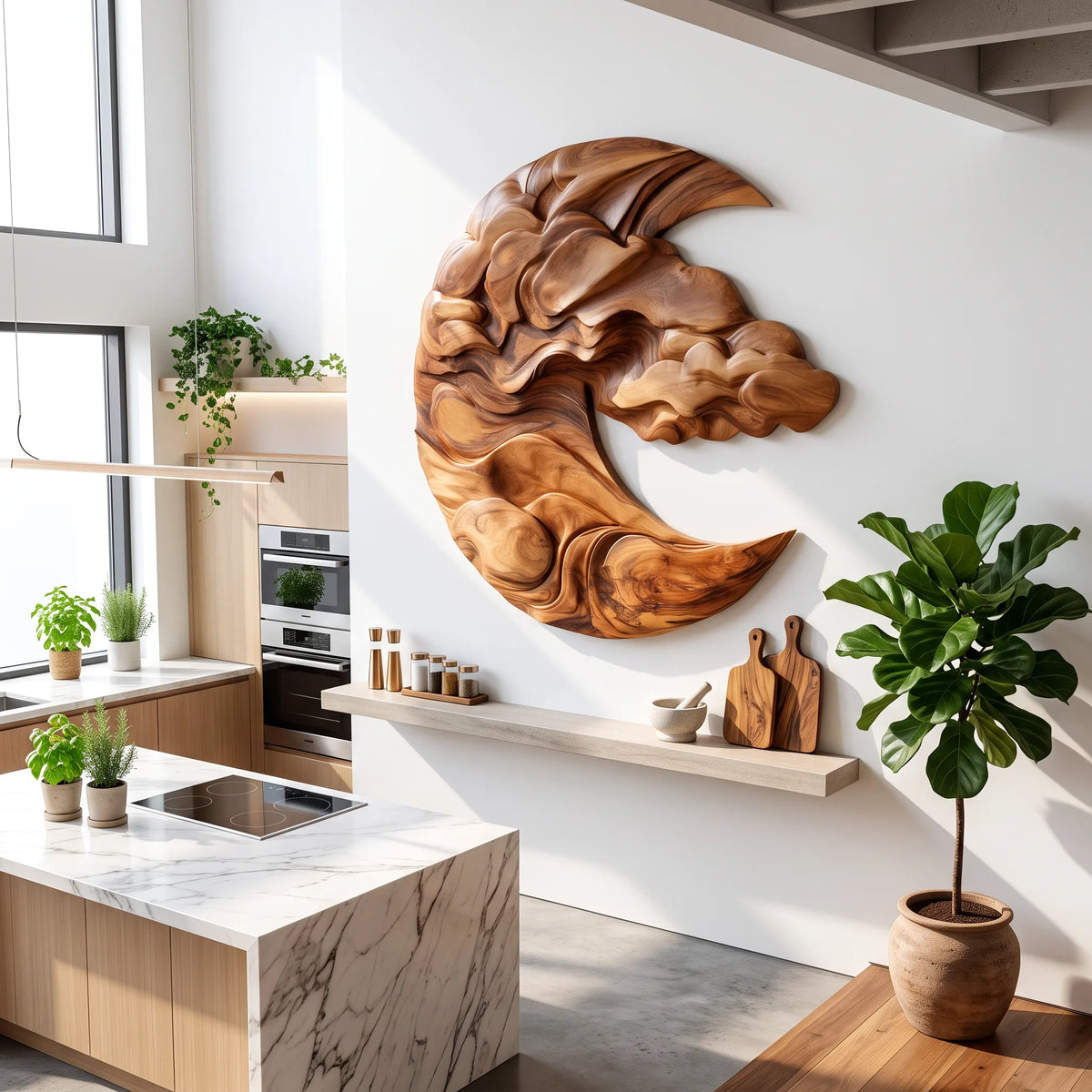 Modern Sculptural Wooden Wall Art For Urban Loft