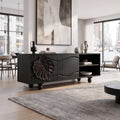 Organic Sideboard Sideboard Cabinet Modern Sideboard Leaf Carving Open Storage For Living Room