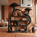 Organic Wide Mushroom Bookcase Modern Living Room
