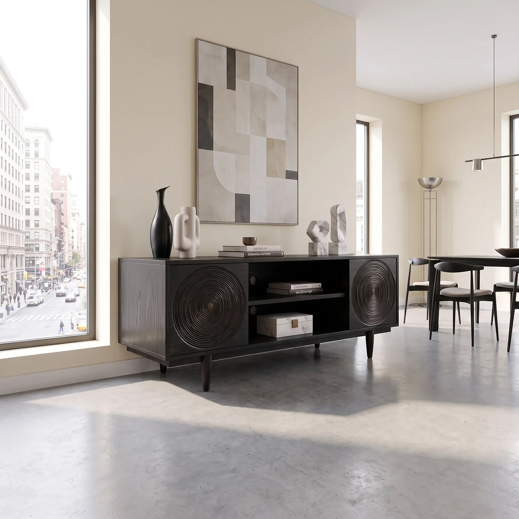 Elegant Sideboard Modern Sideboard Buffet Cabinet Circle Carving For Living Room