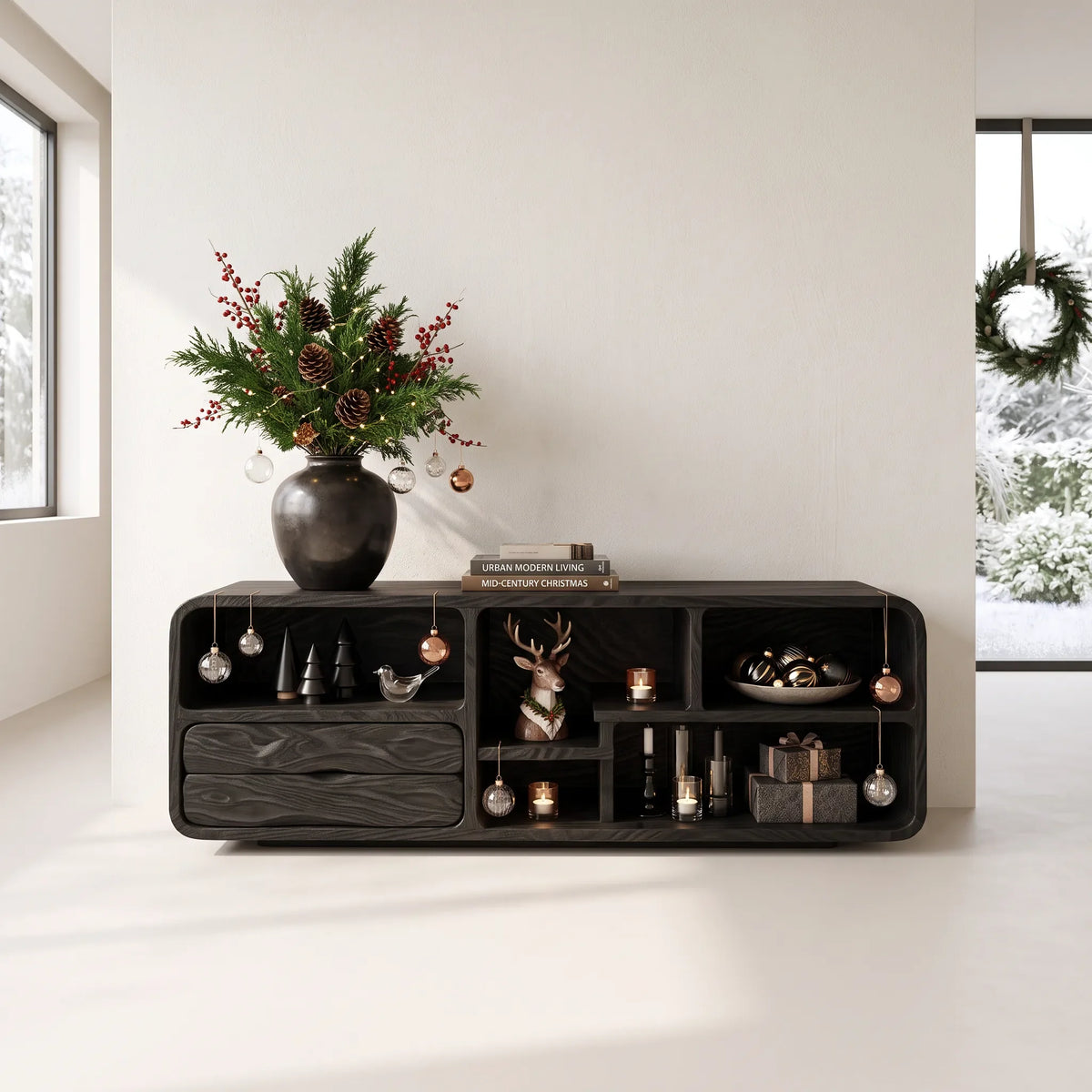 Scandinavian Nutcracker Sofa Table Cozy Bedroom
