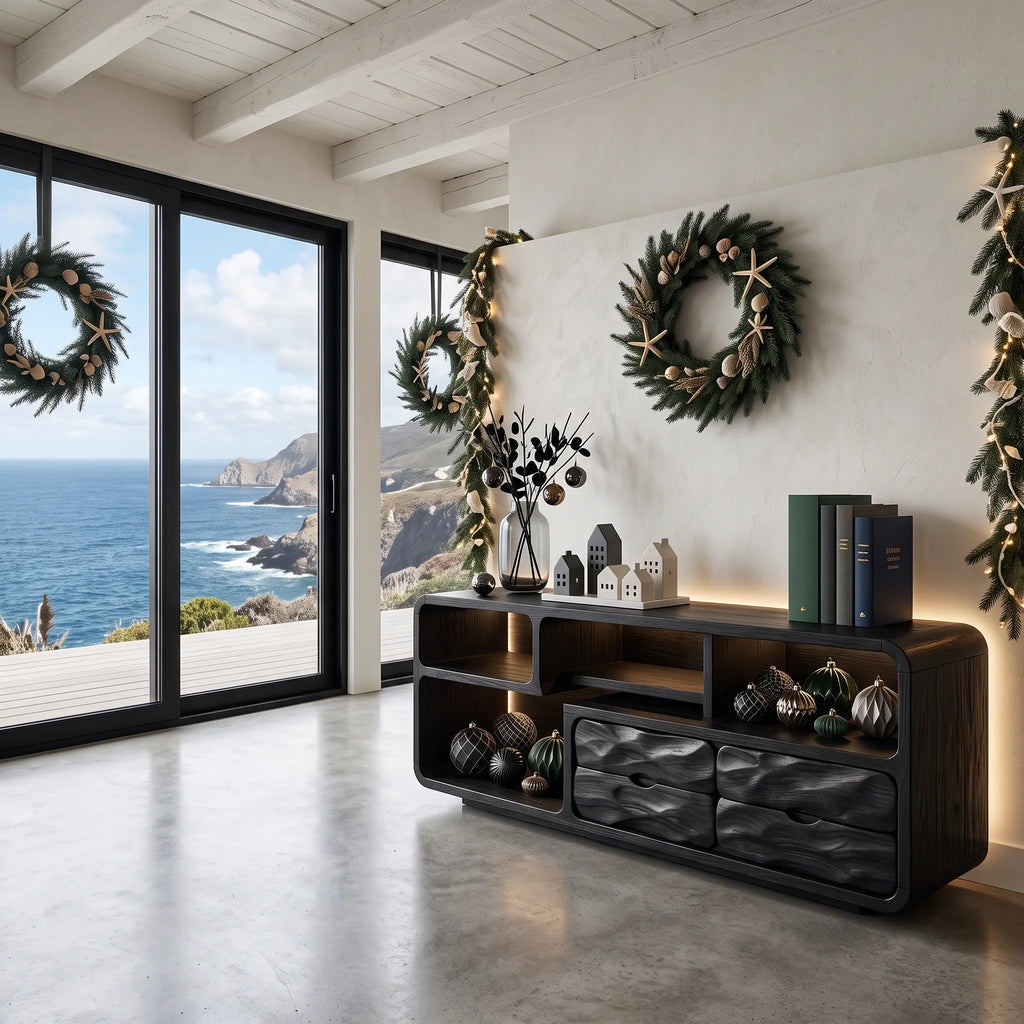 Farmhouse Reindeer Behind Couch Table Living Room