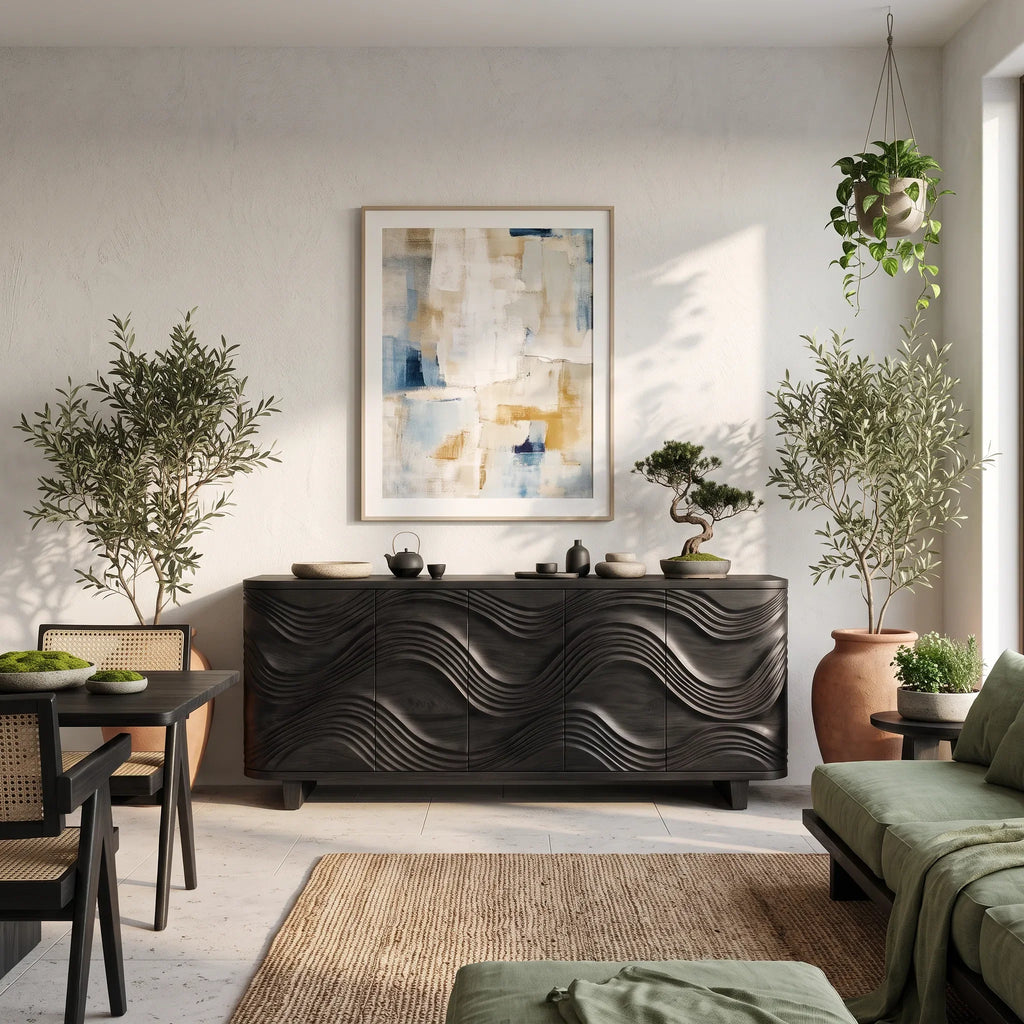Contemporary Carved Sideboard Cabinet City Apartment
