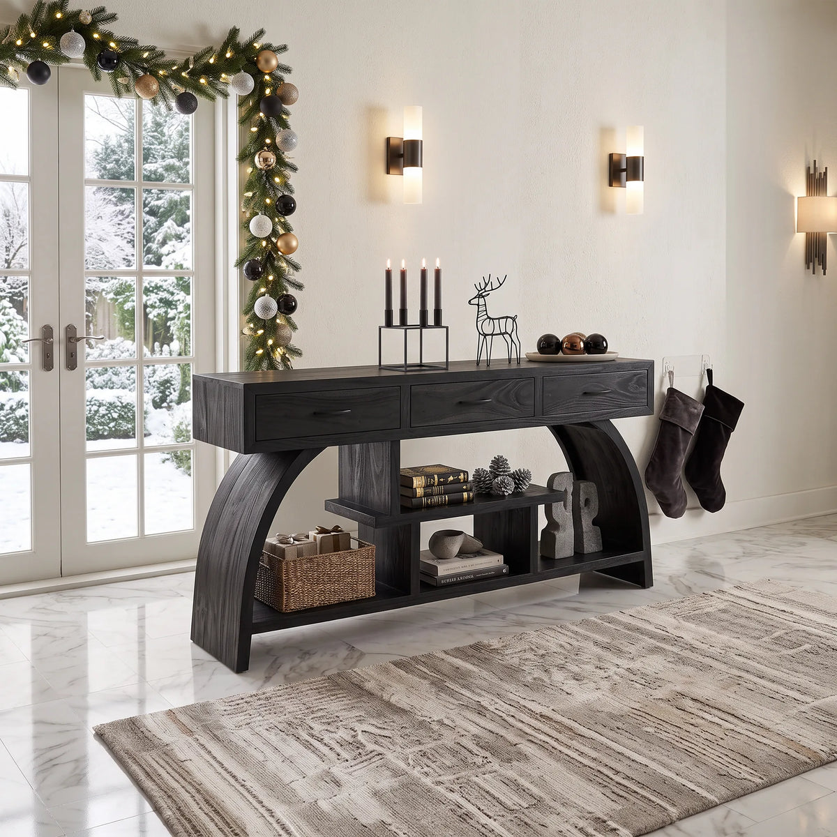 Organic Modern Xmas Console Table Living Room