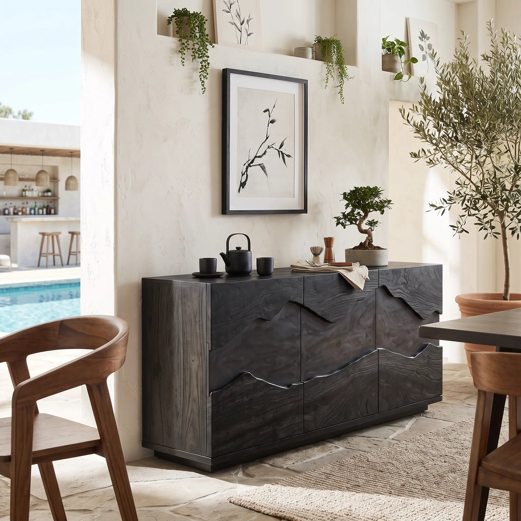 Contemporary Live Edge Buffet Cabinet Living Room