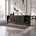 Sculptural Sideboard Cabinet Dining Sideboard Buffet Cabinet Fan Carving For Living Room