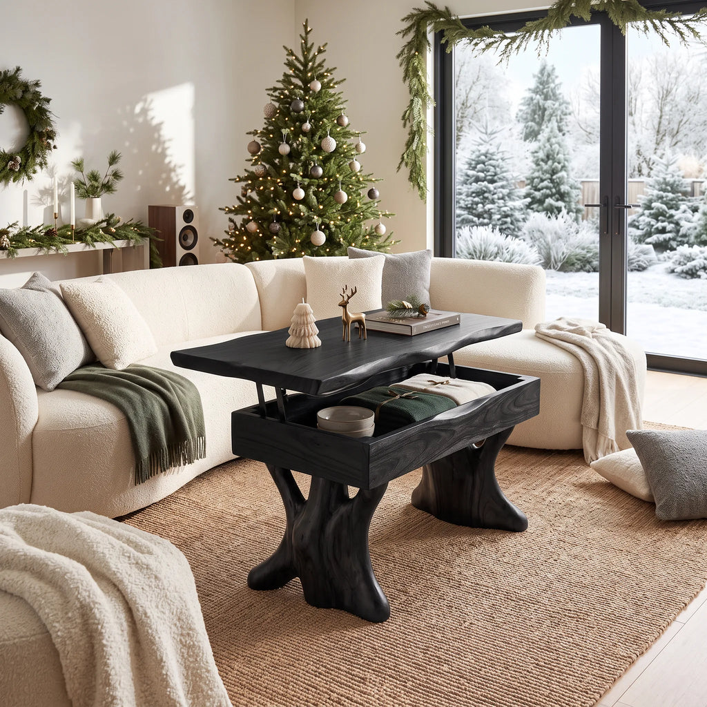 Rustic Christmas Lift Top Coffee Table Cozy Living Room
