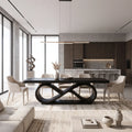 Serene Modern Dining Table Rectangle Dining Table Sculptural Base For Dining Room