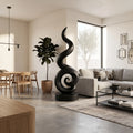 Coastal Spiral Wood Sculpture For Luxury Poolside Patio Decor