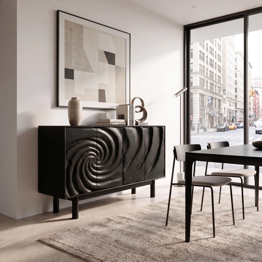 Flowing Sideboard Sideboard Cabinet Modern Sideboard Swirl Relief Front For Living Room