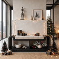 Mid Century Xmas Wooden Storage Bench Holiday Decor
