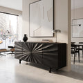 Vibrant Sideboard Sideboard Storage Cabinet Buffet Cabinet Sunburst Carved Front For Living Room