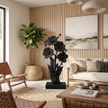 Modern Farmhouse Floral Wood Sculpture For Elegant Home Decor
