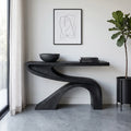 Organic Modern Curved Console Table For Contemporary Entryway