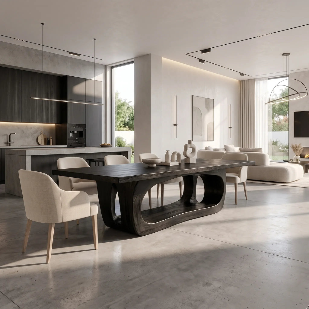 Artistic Dining Table Rectangle Dining Table Wooden Dining Table Open Frame Base For Dining Room