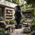 Rustic Organic Leaf Wood Sculpture For Outdoor Garden Decor