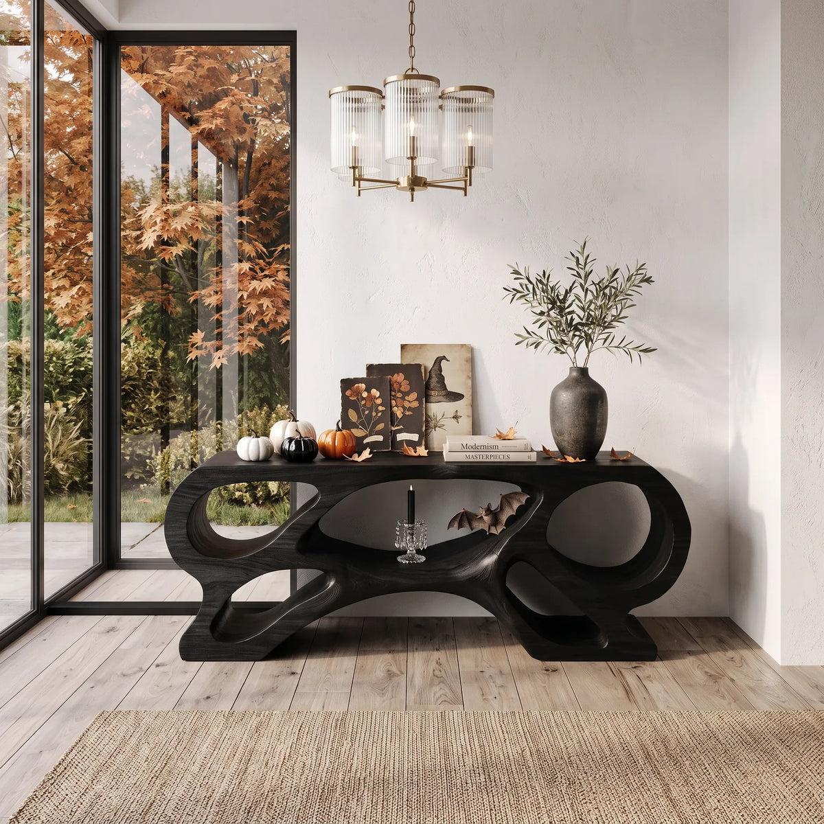 Modern Pumpkin Long Console Table Luxury Living Room