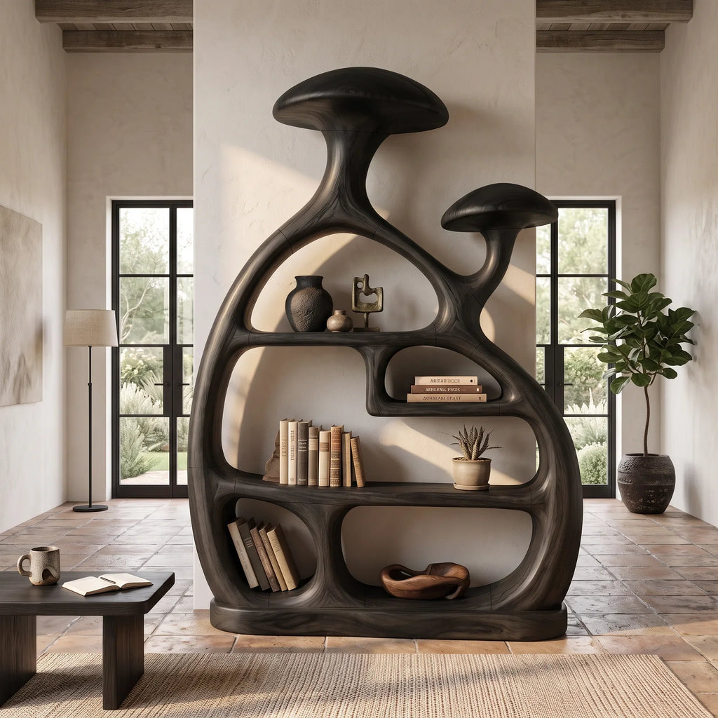 Organic Curved Mushroom Bookshelf Modern Living Room