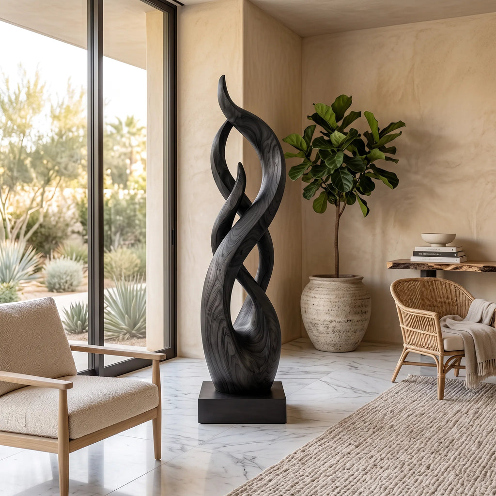 Rustic Abstract Wood Sculpture For Elegant Living Room Decor