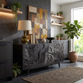 Organic Modern Carved Buffet Cabinet Living Room