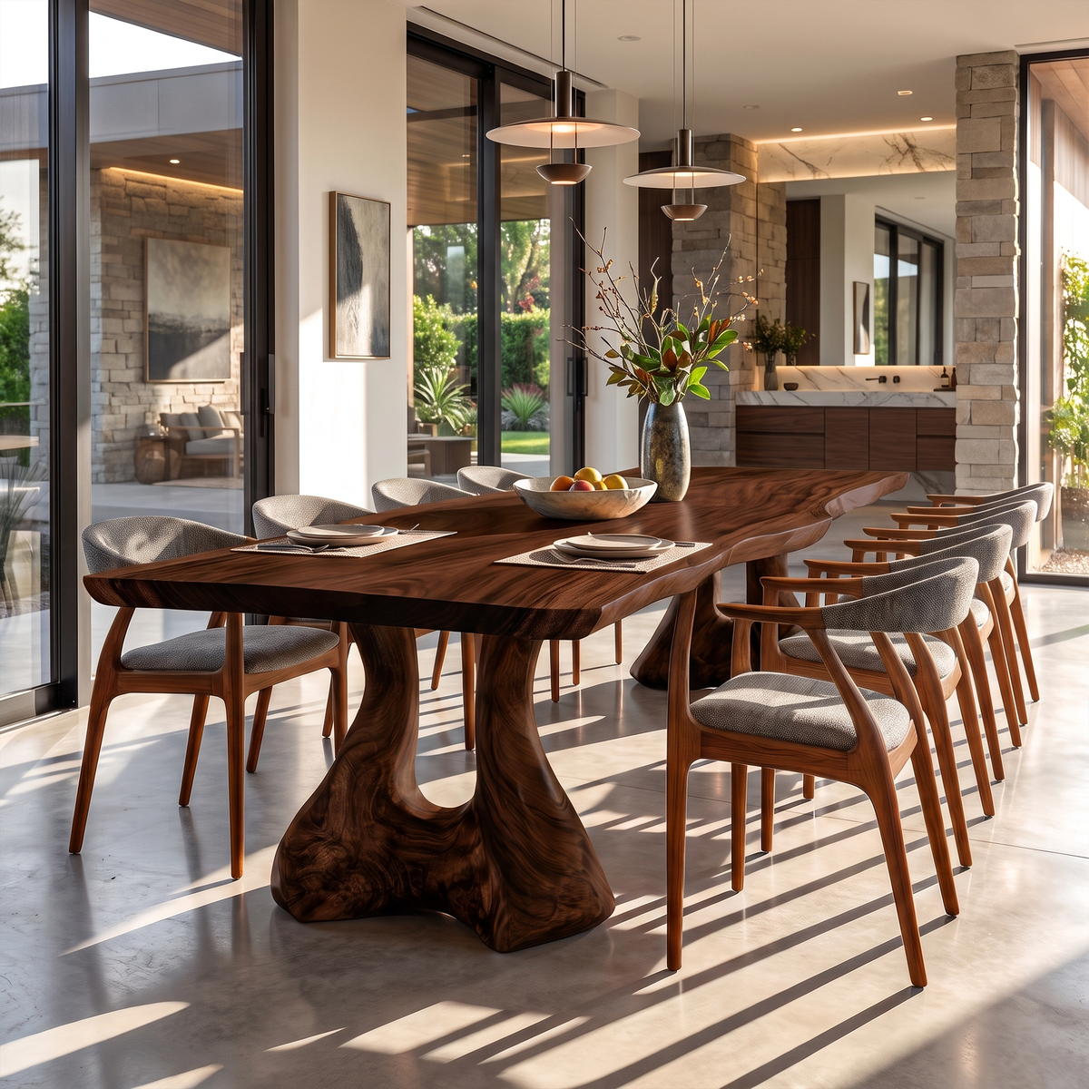 Organic Dining Table With Freeform Edge And Nature Inspired Frame For Dining Room
