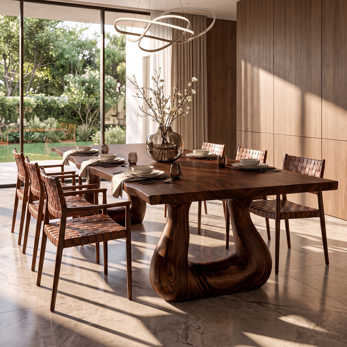 Rustic Live Edge Dining Table With Flowing Tree Form Legs For Dining Room