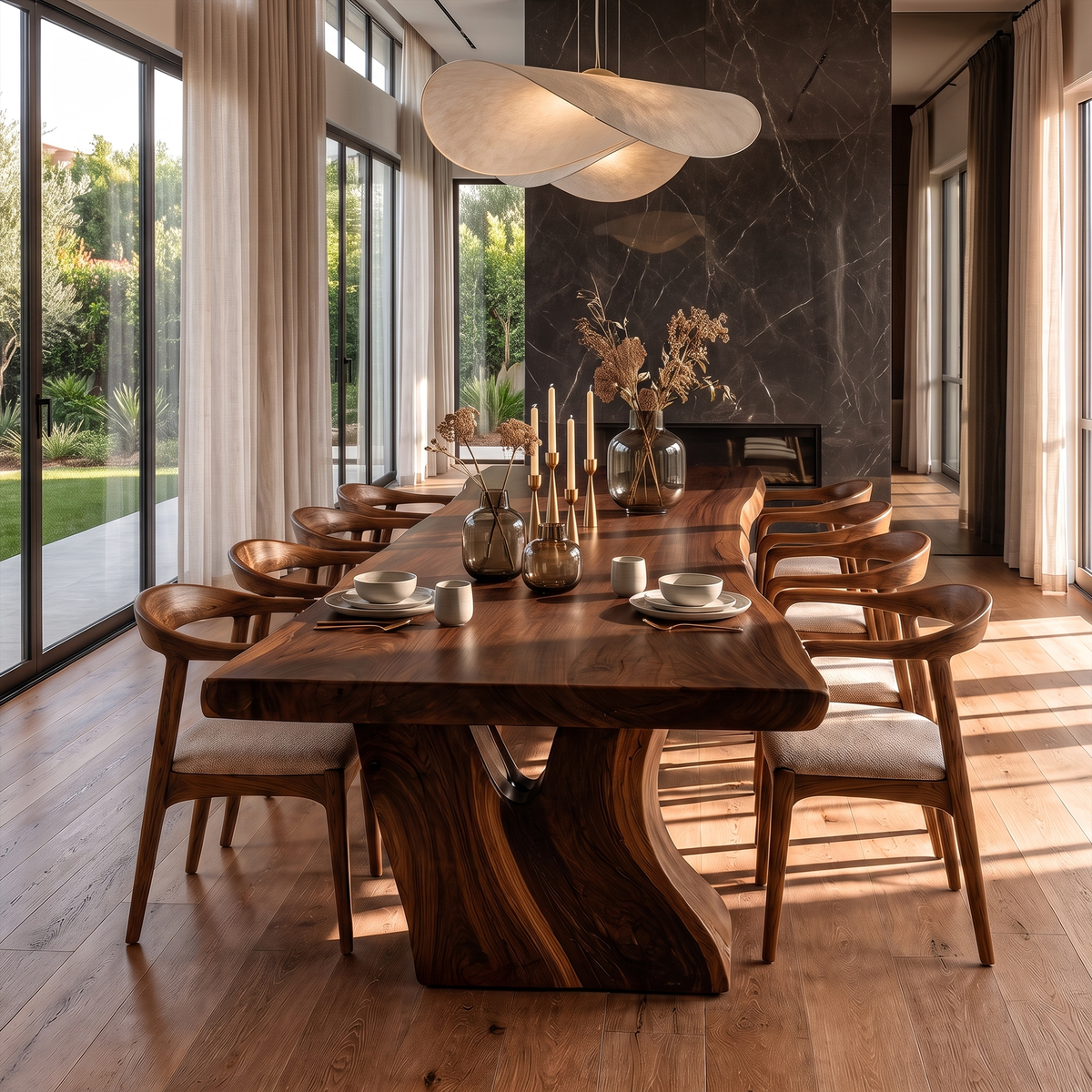 Natural Dining Table With Sculpted Root Inspired Legs For Dining Room