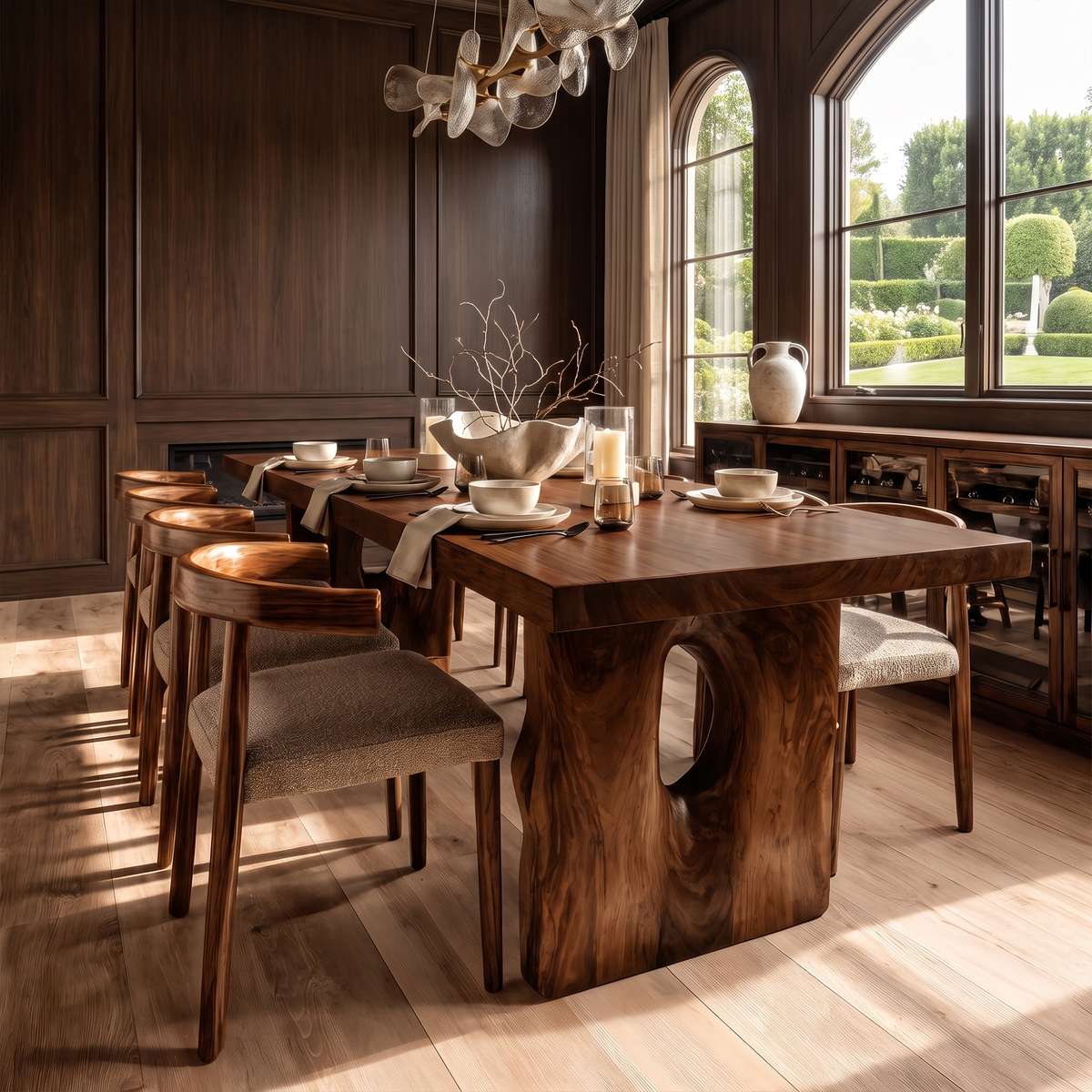 Modern Statement Dining Table With Nature Inspired Support Frame For Dining Room