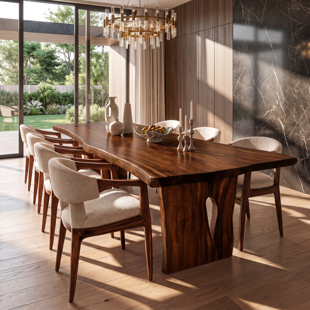 Contemporary Dining Table With Freeform Top For Dining Room