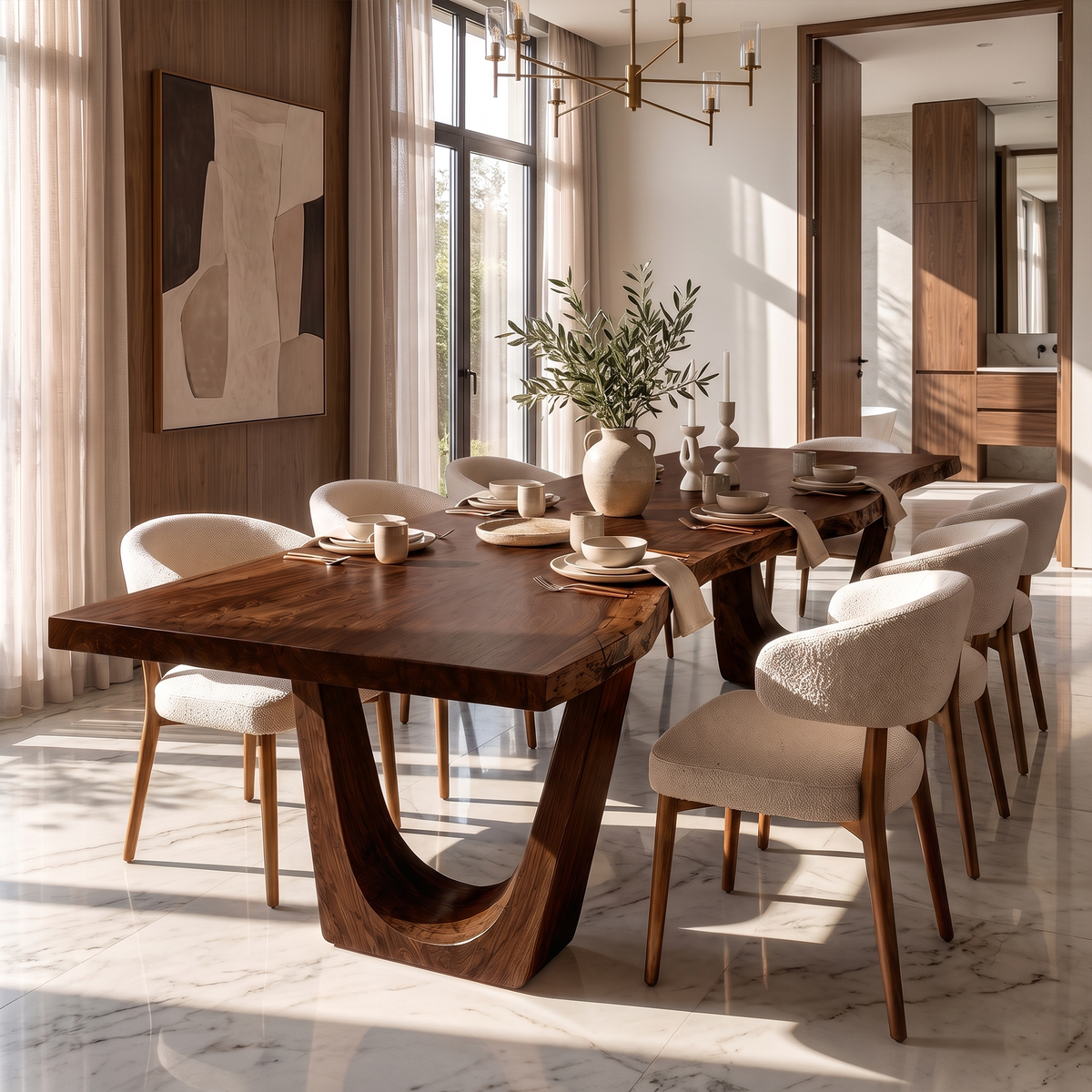 Minimalist Live Edge Dining Table With Simple Natural Form For Dining Room