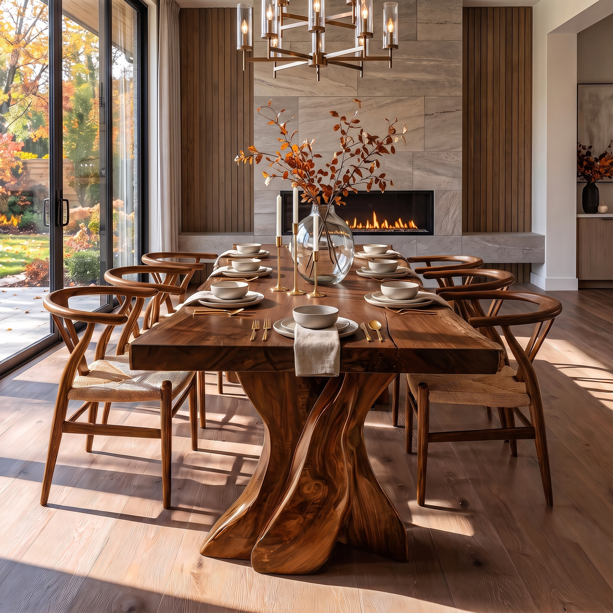 Contemporary Halloween Dining Table With Artistic Tree Form Base For Dining Room